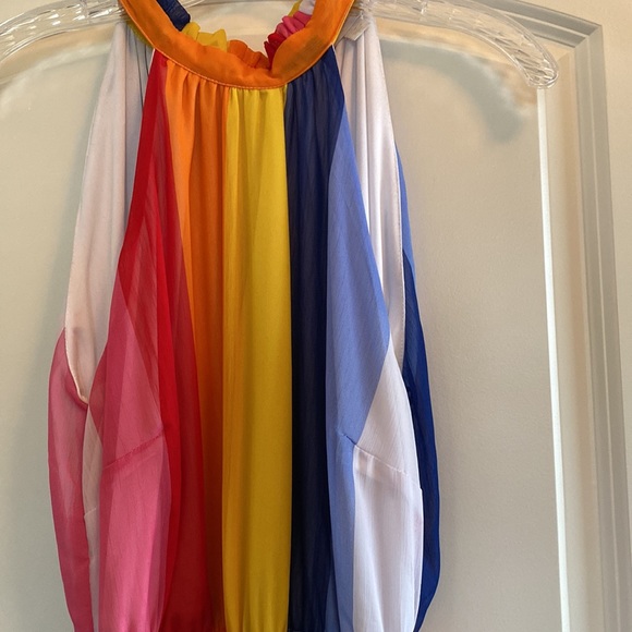 NEW YORK & COMPANY- Sheer multi-color halter dress. Maxi - Dress (full length). - Picture 4 of 12